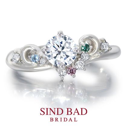 【SIND BAD(シンドバット)】【春舞（はるま）】10のダイヤが織りなす舞いと輝き ピンクダイヤモンド アクアマリン エメラルド アレンジ