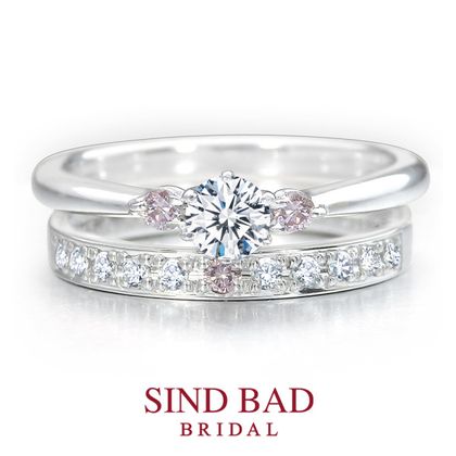 【SIND BAD(シンドバット)】【紅双葉（べにふたば）】・結婚指輪【鏡花 （きょうか）】ピンクダイヤモンド アレンジ 