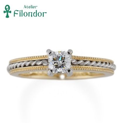 【アトリエフィロンドール】【アトリエ・フィロンドール】HISTOIRE 手編みロープ＆ミル打ち ハンドメイド感が魅力の『絆』をあらわすエンゲージリング Adèle -アデル-