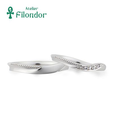 【アトリエフィロンドール】【アイシー～瞬間記憶捜査・柊班～特別版着用モデル】ウェーブ＆ミル打ちの結婚指輪 Carine