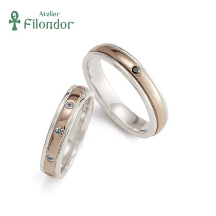 【アトリエフィロンドール】【アトリエ・フィロンドール】MIORING 桜ゴールドとダイヤのコンビ結婚指輪　花雫 -はなしずく-