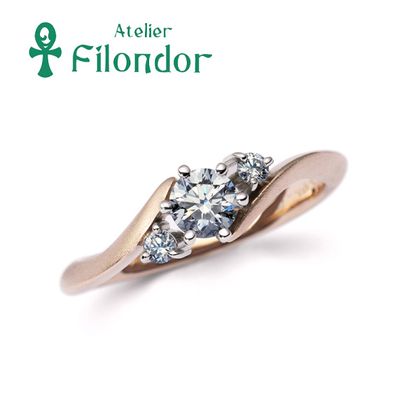 【アトリエフィロンドール】桜ゴールドの鍛造エンゲージリング MIORING花衣エンゲージ