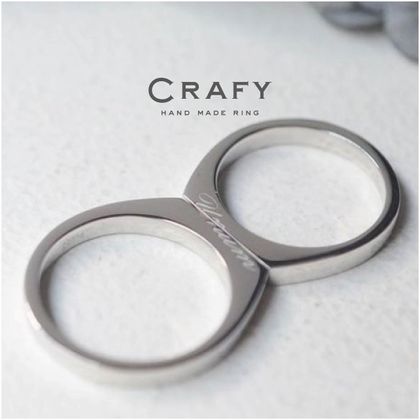 【CRAFY(クラフィ)】【ふたりで手作り】重ねてひとつに..プラチナの印台リング