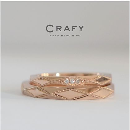 【CRAFY(クラフィ)】【ふたりで手作り】多面カットとミルグレインの個性派！手作り結婚指輪