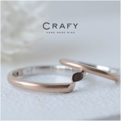 【CRAFY(クラフィ)】【ふたりで手作り】K18ピンク・プラチナのコンビリングも手作りで