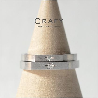 【CRAFY(クラフィ)】【ふたりで手作り】個性派！プラチナ×八光留めの印台リング 
