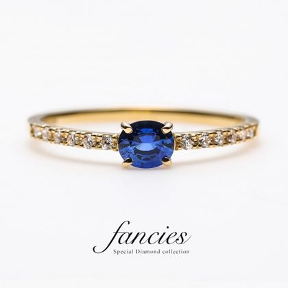 【BRIDGE ANTWERP BRILLIANT GALLERY(ブリッジ・アントワープ・ブリリアント・ギャラリー)】美しい【 ロイヤルブルー 】サファイヤ　ダイヤモンドライン婚約指輪