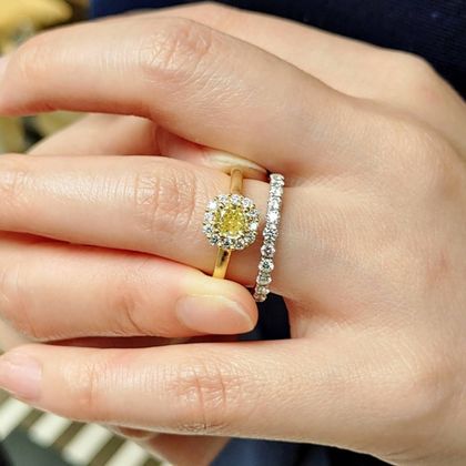 【BRIDGE ANTWERP BRILLIANT GALLERY(ブリッジ・アントワープ・ブリリアント・ギャラリー)】Fancy Intense Yellow Diamond(0.586ct) Ring
