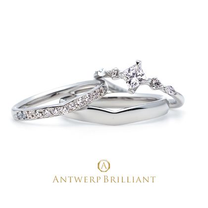 【BRIDGE ANTWERP BRILLIANT GALLERY(ブリッジ・アントワープ・ブリリアント・ギャラリー)】プリンセスカットダイヤモンドのオシャレでかわいい婚約指輪　FiveStar （婚約指輪＆結婚指輪）