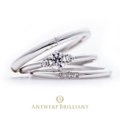 【BRIDGE ANTWERP BRILLIANT GALLERY(ブリッジ・アントワープ・ブリリアント・ギャラリー)】”Asterism” Three Stone Diamond Ring Set ”アステリズム” スリー ストーン ダイヤモンド リング セット