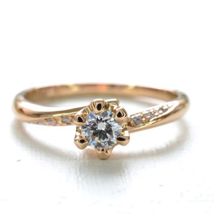 【湘南彫金工房 andfuse】【手作り婚約指輪コース】ダイアモンドを6石セットした華やかな印象の手作り婚約指輪