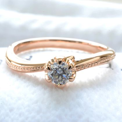 【湘南彫金工房 andfuse】【手作り婚約指輪コース】ミルグレイン加工を施した上品な雰囲気の手作り婚約指輪