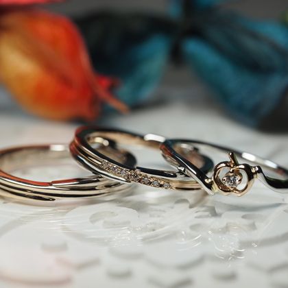 【Antille(アンティール)】【AUROA】＜マリッジ＞ブラック＆ローズ／プラチナ＆ピンクゴールド　＜エンゲージ＞プラチナ＆ピンクゴールド