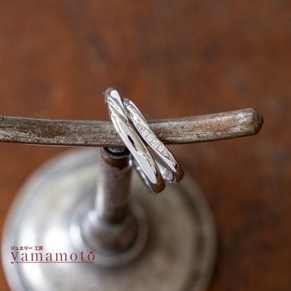 【ジュエリー工房 YAMAMOTO】【優しいウエーブとダイヤモンド5Pセット】鍛造製法による、ひとつづつ手作り