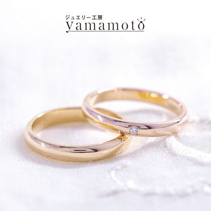 【ジュエリー工房 YAMAMOTO】【王道プレーンタイプ】　幅、厚み 自由に選べるリング メレーダイヤ入り