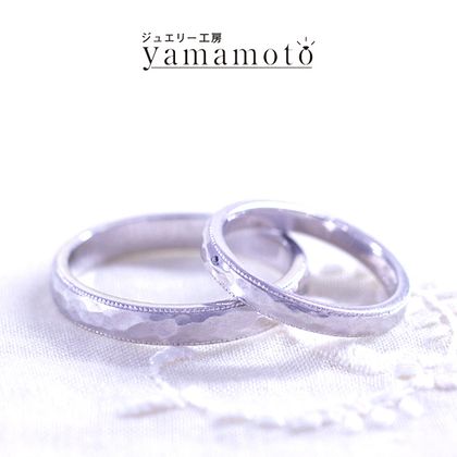 【ジュエリー工房 YAMAMOTO】【つちめ ミルグレインリング】　プラチナ　マット加工