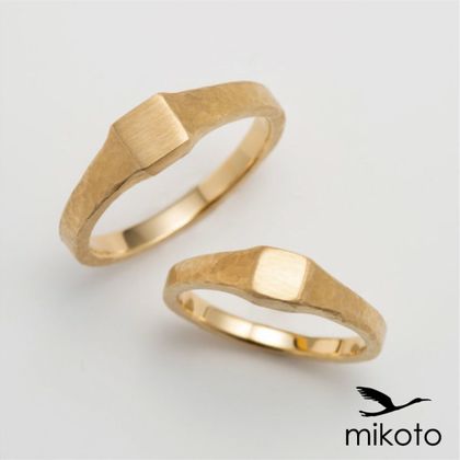 【鶴(mikoto)】【19MA-029】カジュアルでおしゃれな印台デザインの結婚指輪 