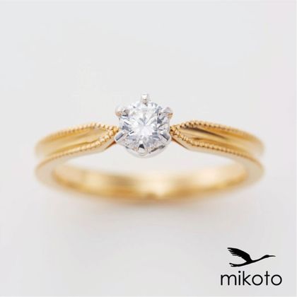 【鶴(mikoto)】【18EN-001】繊細なミルグレインを施したアンティーク調の婚約指輪