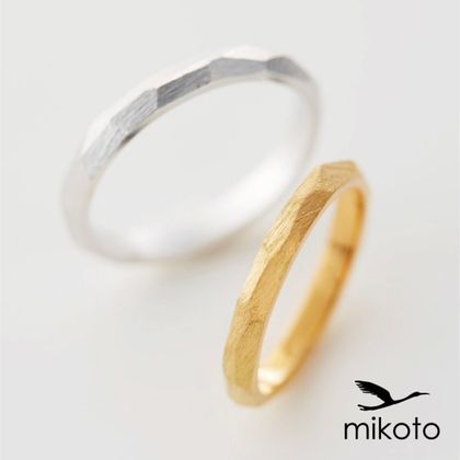 【鶴(mikoto)】【18MA-008】おしゃれな多面デザインのマットな結婚指輪