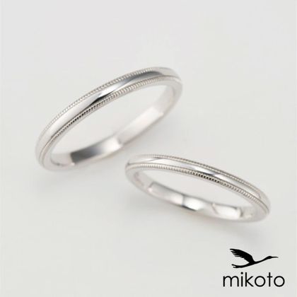 【鶴(mikoto)】【19TE-024】ミルグレイン（ミル打ち）を施したプラチナの結婚指輪
