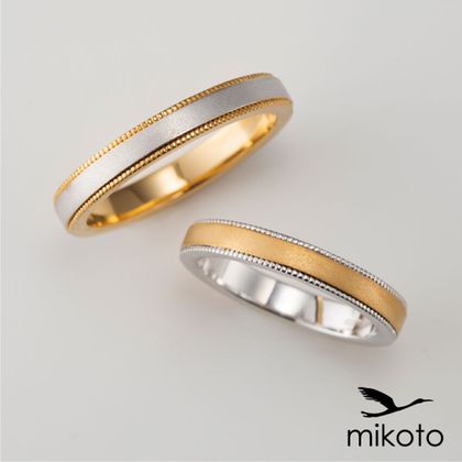 【鶴(mikoto)】【18MA-018b】2色づかいが楽しめる個性的な結婚指輪