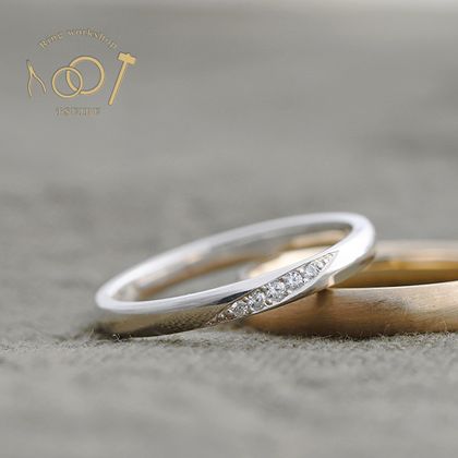 【ついぶ工房】【二人の想いが詰まった手作り結婚指輪】プラチナ/K18イエローゴールド・甲丸型・鏡面仕上げ/マット仕上げ