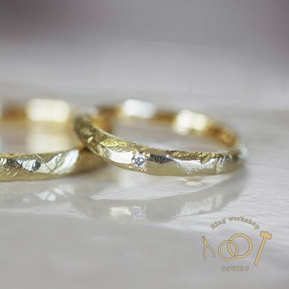 【ついぶ工房】【二人の想いが詰まった手作り結婚指輪】K18イエローゴールド・鏡面仕上げ