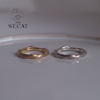 【atelier ST, CAT(アトリエ エスティーキャット)】抽象的にねじれたフォルム【オーダー結婚指輪】Fauvisme