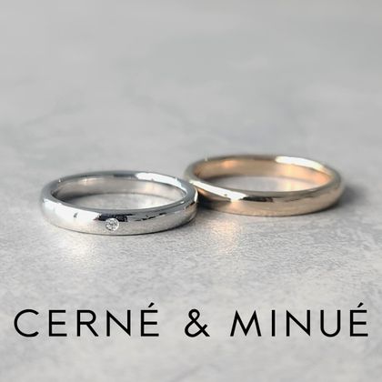 【CERNÉ＆MINUÉ by BIJOUPIKO(セルネとミヌエ バイ ビジュピコ)】手作り結婚指輪（Pt950, K18CHG／鏡面）~ 経験豊富な職人がマンツーマンでサポート ~