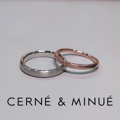 【CERNÉ＆MINUÉ by BIJOUPIKO(セルネとミヌエ バイ ビジュピコ)】手作り結婚指輪（Pt950, K18PG／鏡面,ヘアライン）~ 経験豊富な職人がマンツーマンでサポート ~