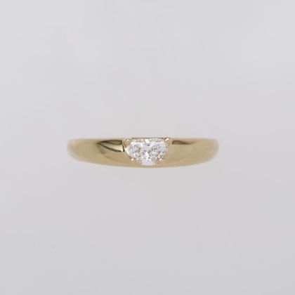 【ENEY(エネイ)】DROP STRAIGHT 0.2CT HALF MOON DIAMOND K18YG RING