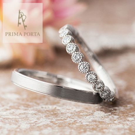 七ノ幸【河津桜】マリッジリング/ピンクダイヤ入り ふたつのリングを