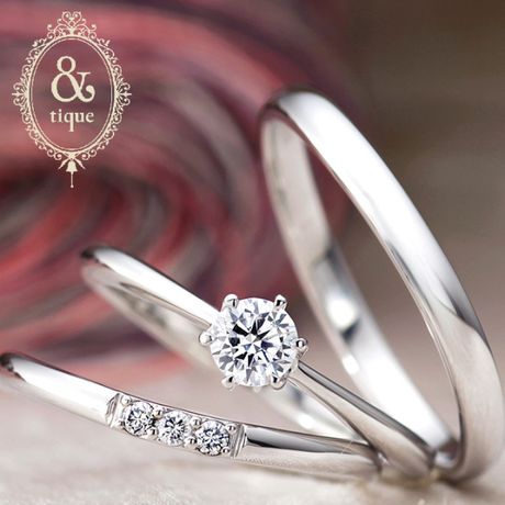 galaxy” 6 claws collet Diamond side line Ring Set ”ギャラクシー