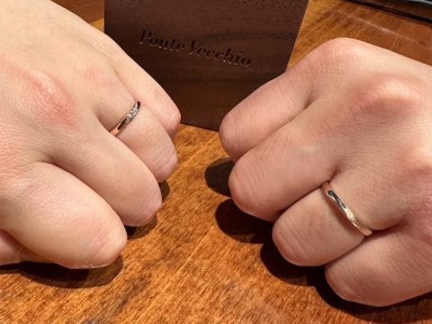 【Ponte Vecchio(ポンテヴェキオ)の口コミ】 ピンクゴールドで作ってもらいました。お互いに、プラチナではなくゴール…