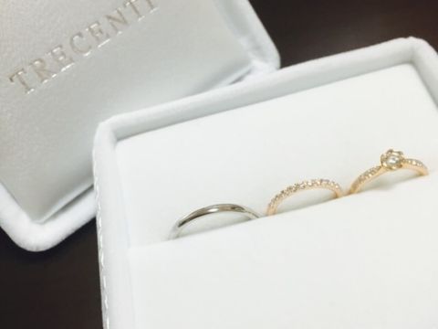 【TRECENTI(トレセンテ)の口コミ】 婚約指輪がこちらのブランドだったので1番に見にいきました。元々結婚指輪…
