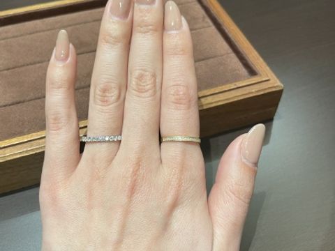 【TANZO.(鍛造指輪)の口コミ】 エタニティリングで探していました。試着したのはエタニティの爪留リング…