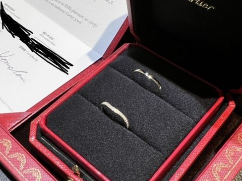 【カルティエ(Cartier)の口コミ】 元々カルティエに憧れがあり、結婚指輪を検討する際に試着した3石のバレリ…