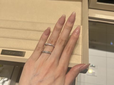 【MIKIMOTO(ミキモト)の口コミ】 プリンセスカットの指輪が珍しく、その中でもハーフエタニティはかなり珍…