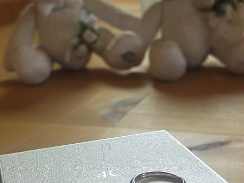 【4℃ BRIDAL(ヨンドシーブライダル)の口コミ】 飽きのこないシンプルなデザインがダイヤモンドを引き立てます。指輪の内…