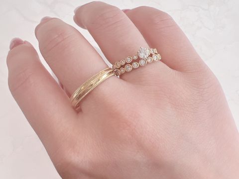 【CAFERING K(カフェリングケイ)の口コミ】 ゴールドのリングがたくさん並んでいて、気になったのでメンテナンスの待…