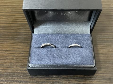 【ラザール ダイヤモンド(LAZARE DIAMOND)の口コミ】 お互い、自分が納得するデザインの指輪を長く着用したかったので、セット…