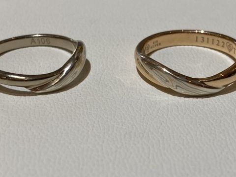 【杢目金屋(もくめがねや)の口コミ】 異なる素材の金属が組み合わさった、波打つようなリングのデザインが気に…