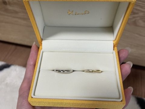 【ケイウノ ブライダル(K.UNO BRIDAL)の口コミ】 ゴールドの指輪がよかったため何ブランドか比較しました。プラチナを試着…