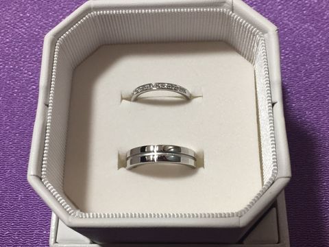 【4℃ BRIDAL(ヨンドシーブライダル)の口コミ】 結婚指輪として、女性用をハーフエタニティ、男性用を太めのリングで探し…