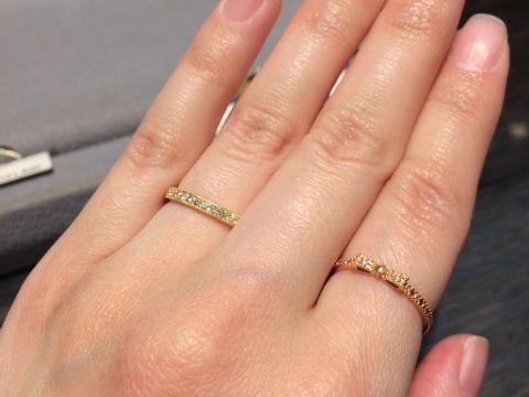 【ケイウノ ブライダル(K.UNO BRIDAL)の口コミ】 ミル打ちのデザインで探していて、こちらのデザインを紹介してもらいまし…