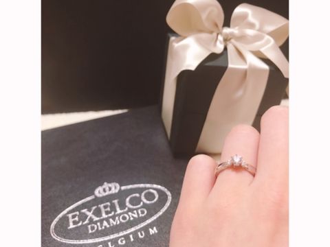 【エクセルコダイヤモンド(EXELCO DIAMOND)の口コミ】 ミル打ちのリングデザインに一目惚れでした…！指輪それぞれに名前…