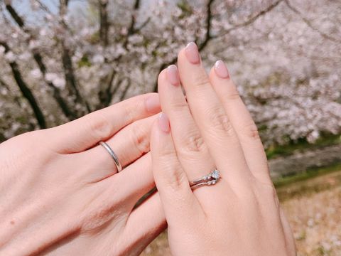 【ヴァンドーム青山(VENDOME AOYAMA)の口コミ】 マリッジとエンゲージを重ね付けした時のマッチ感。別ブランド同士を合わ…