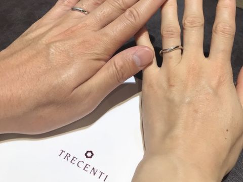 【TRECENTI(トレセンテ)の口コミ】 カーブのデザインが指を華奢に見せてくれます。ダイアモンドもとてもきら…