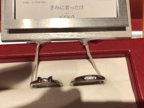 【AFFLUX(アフラックス)の口コミ】 ネコのデザインです。
ブライダルリング用にデザインされたネコのリングは…