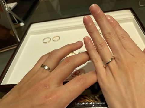 【杢目金屋(もくめがねや)の口コミ】 和風の雰囲気がオシャレな指輪です。杢目の模様が選択する材質や数によっ…